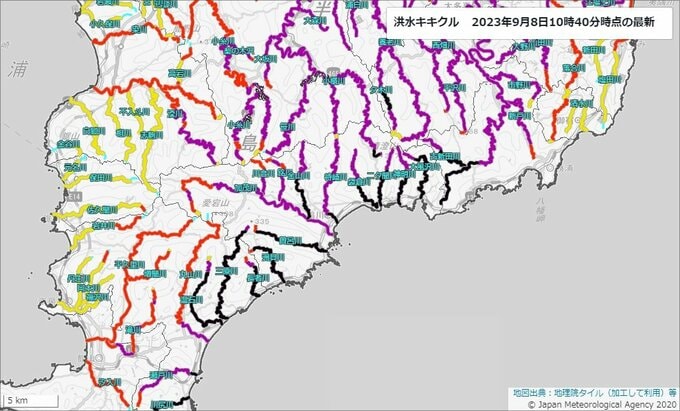 【台風情報】台風13号　線状降水帯発生の千葉県 “災害切迫”示す洪水キキクル「黒色」広がる　大雨警戒レベル5相当　すでに災害発生していてもおかしくない状況　|　RCC NEWS | 広島ニュース | RCC中国放送