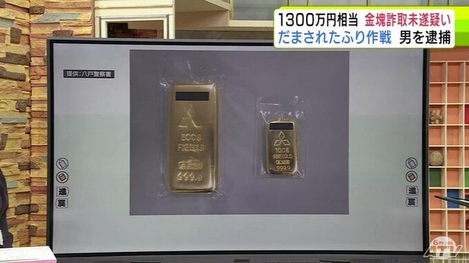 “だまされたふり作戦”で犯人を逮捕　　時価約1300万円相当の「金塊」を男性からだまし取ろうとした詐欺未遂の疑いで台湾籍の男（25）を逮捕「頼まれて荷物を取りに来た。荷物の中身は知らない」男は“受け子”か　|　青森のニュース│ATV NEWS│青森テレビ