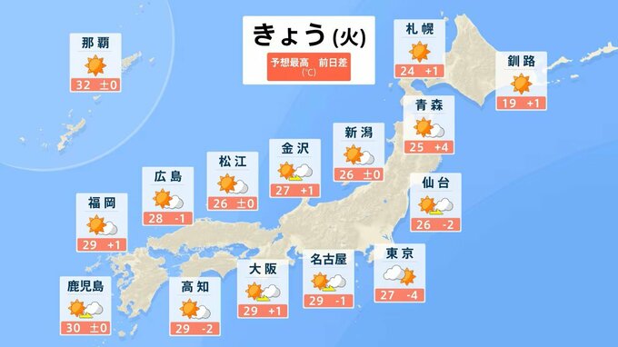 あす10月1日は北日本や東日本で雷伴う“激しい雨”の所も 9月最終日は広く高気圧に覆われるものの局地的に雨【3時間ごとの雨シミュレーション・30日正午更新】　|　新潟のニュース・天気｜BSN NEWS｜BSN新潟放送