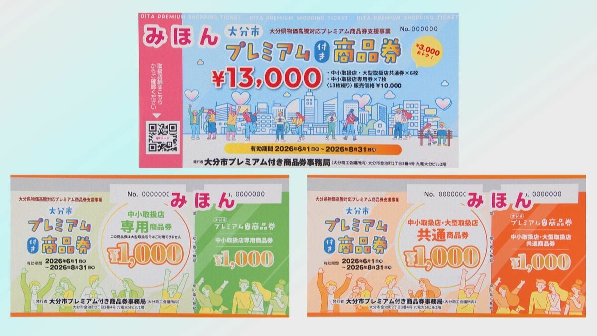 大分市プレミアム付商品券を発行へ　過去最大45億円超　4月13日から申込開始