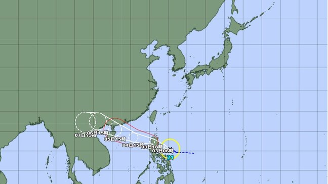 【台風情報】台風21号(マットゥモ)の勢力と進路を詳しく　最新勢力は？ 今後は "強い" 台風に... 最大瞬間風速50メートル予報　今後の全国・東北の天気を画像で　気象庁|TBS NEWS DIG