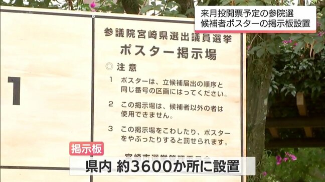 来月20日投開票予定 参議院選挙に向けて 候補者ポスター掲示板の設置が宮崎市で始まる|TBS NEWS DIG