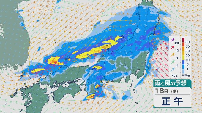 西日本や東日本で急な雷雨に 前線や低気圧の影響で16日(木)は昼前から北陸で雨の降り方激しく 能登では1時間に50ミリ以上の“非常に激しい雨”に 雨と風シミュレーション|TBS NEWS DIG