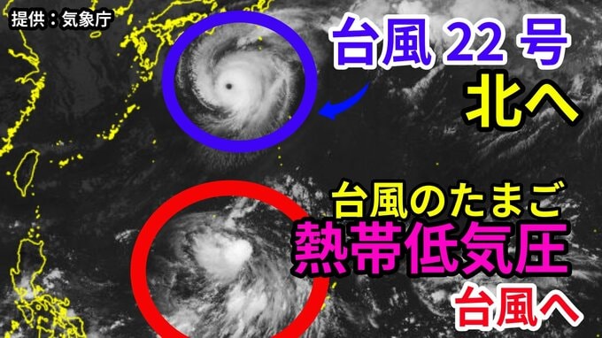 【台風情報】「非常に強い勢力」になった「台風22号」最大瞬間風速70メートルの予測　今後の進路は？　新たな「熱帯低気圧＝台風のたまご」が台風へ発達する見込み【8日正午更新　気象庁　10月8日～10月23日までの16日間天気シミュレーション】|TBS NEWS DIG