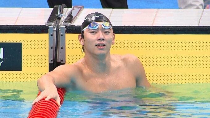 前日に100バタ金の光永翔音が大会記録＆全体トップで決勝進出　男子50mバタフライ【アジア大会】|TBS NEWS DIG