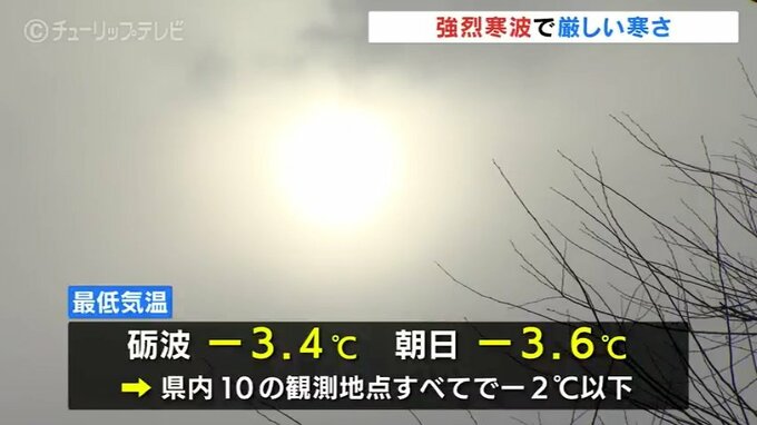 すべての観測地点で氷点下 強烈寒波で日中も気温上がらず雪　厳しい寒さで路面凍結に注意　|　富山のニュース｜天気・防災｜チューリップテレビ