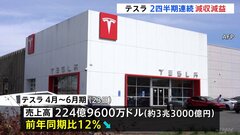 米テスラ売上高「過去10年以上で最悪の落ち込み」　4月～6月期決算　2四半期連続で減収減益　マスク氏への反発影響| TBS CROSS DIG with Bloomberg