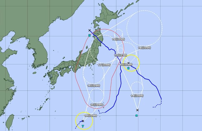 【台風情報 13日午前5時更新】日本の南で「台風7号（アンピル）」発生【雨風シミュレーション】今週末にも関東直撃か…一方日本海の台風5号は熱帯低気圧に【28日までの全国天気予報】|TBS NEWS DIG