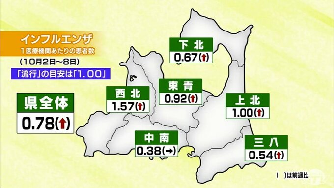 インフルエンザ患者が今シーズンで最多に　1医療機関あたり0.78人　「流行」目安に近づき青森県が注意呼びかけ|TBS NEWS DIG