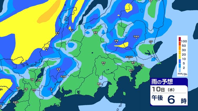 【大雨情報】関東甲信　10日夜遅くにかけて　低地の浸水、河川の増水、土砂災害に注意・警戒【雨のシミュレーション画像】前線が12日にかけて南下　関東北部100ミリ　関東南部・甲信80ミリ（～11日午後6時・多い所）気象庁　|　SBC NEWS | 長野のニュース | SBC信越放送