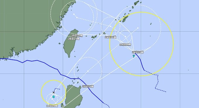 【ダブル台風】台風8号『コメイ』発生…台風7号『フランシスコ』ともに今後の進路は？影響は？【雨と風のシミュレーション】　|　富山のニュース｜天気・防災｜チューリップテレビ