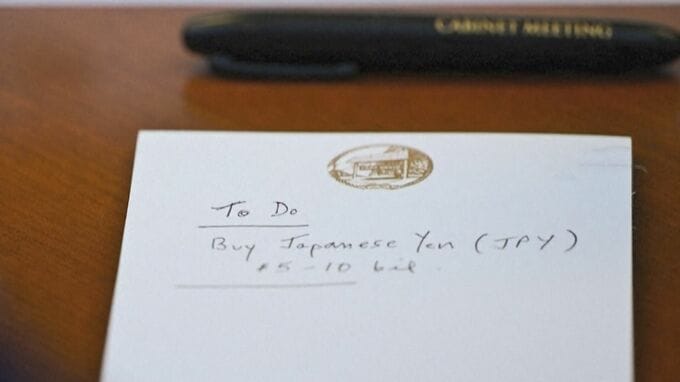 米財務長官「やること」メモに「50億ドルから100億ドル 日本円を買う」 トランプ氏らと閣議中