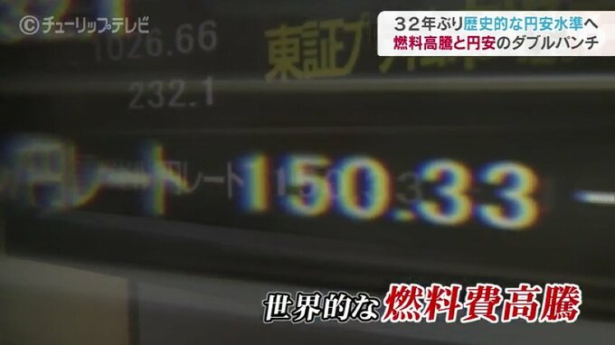 32年ぶりの歴史的な円安水準へ　燃料高騰と円安のダブルパンチ　富山　|　富山のニュース｜天気・防災｜チューリップテレビ