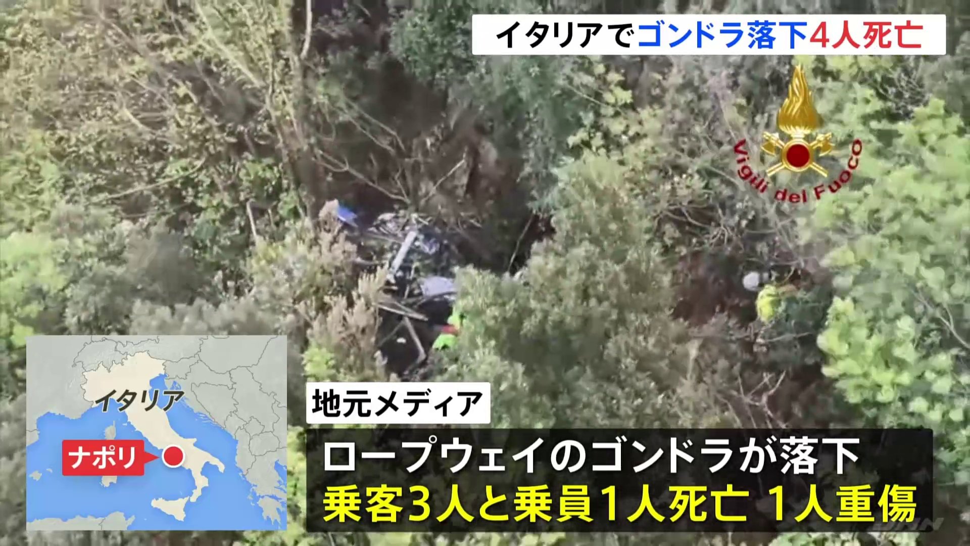 イタリア ロープウェイ 事故