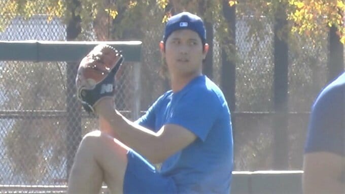 大谷翔平 “二刀流復活”へ着々と調整、捕手役へ力強く投げ込む　ベースランニングでは俊敏な動きも|TBS NEWS DIG