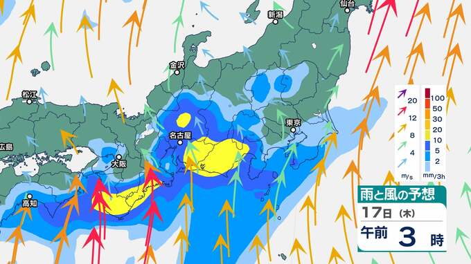 【大雨情報】関東甲信17日夕方にかけて雷を伴った『激しい雨』や『非常に激しい雨』の降る所がある見込み　大雨による土砂災害や低い土地の浸水、河川の増水に注意・警戒を　『警報級の大雨』となる可能性【雨と風のシミュレーション】|TBS NEWS DIG