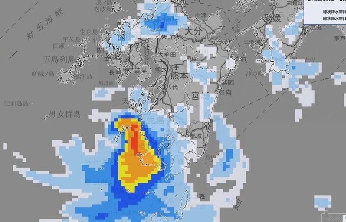 【大雨情報】鹿児島県で線状降水帯が発生し大雨災害の危険度が急激に高まる可能性　21日夕方～22日夕方にかけて【雨風シミュレーション】　|　富山のニュース｜天気・防災｜チューリップテレビ