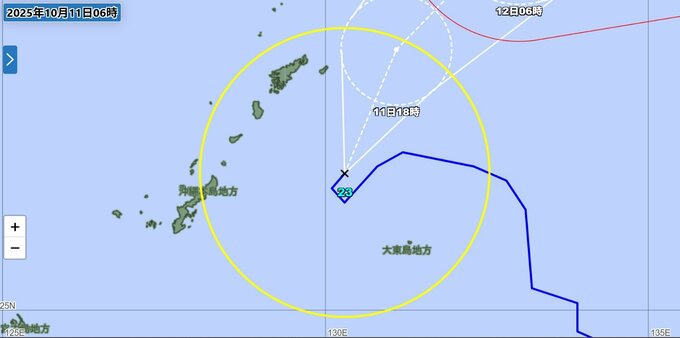 【台風情報】台風23号（ナクリー）奄美大島の南南東で停滞…12日にかけ北上しながら “強い” 勢力に発達へ【雨と風のシミュレーション】　|　富山のニュース｜天気・防災｜チューリップテレビ