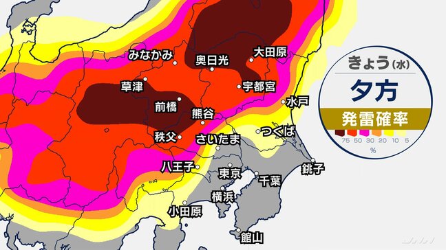 【東京など関東地方】全域に雷注意報で天気の急変に注意！週末は天気不安定 猛烈な暑さも収まるか【今後の発雷確率シミュレーション】東京・神奈川・埼玉・千葉・群馬・栃木・茨城の天気|TBS NEWS DIG