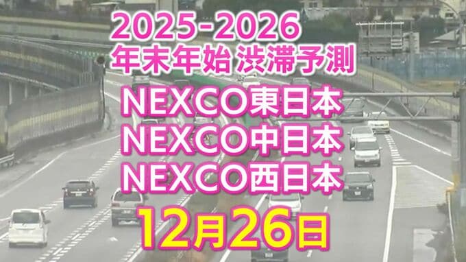 【26日に混雑するのはどこ？】芦屋合流付近で21キロ　綾瀬SIC付近で20キロ　東北道～関越道～中央道～東名～名神～中国道～山陽道～九州道【NEXCO東日本・中日本・西日本 年末年始 高速道路 渋滞予測2025-2026】|TBS NEWS DIG