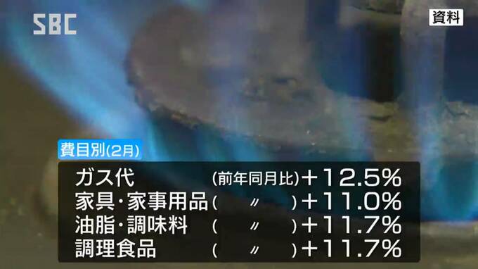 物価上昇続く…2月の消費者物価指数　長野市4.1％の上昇　19か月連続で前年同月を上回る|TBS NEWS DIG