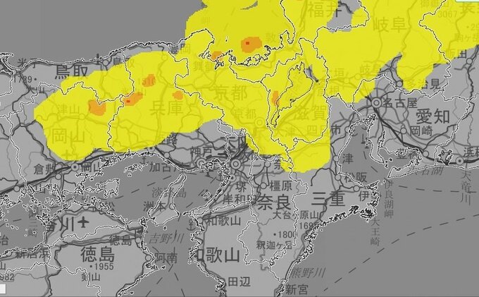 【気象情報】近畿地方は３日夕方にかけて大気の状態が非常に不安定になり局地的に雷雲が発達　|　富山のニュース｜天気・防災｜チューリップテレビ