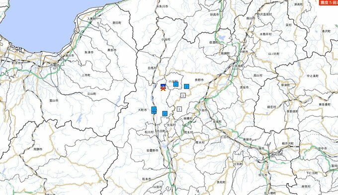 【地震情報】長野県大町市で震度3　相次ぐ地震に注意　津波の心配なし　|TBS NEWS DIG