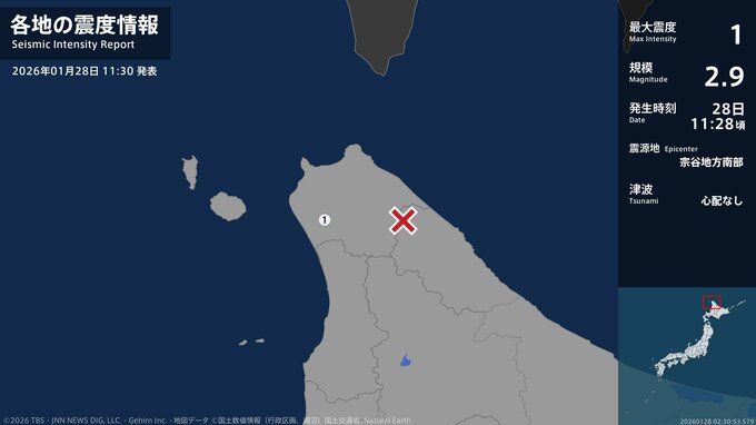 北海道で最大震度1の地震　北海道・豊富町|TBS NEWS DIG