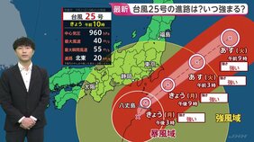 【台風25号 予報士解説】関東甲信地方にかなり接近へ…今後の雨のピークは？静岡県や関東では今後さらに雨風強くなる見込み【最新の進路予想】|TBS NEWS DIG