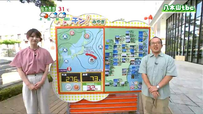 「この後も基本的には曇りや晴れ。午後はにわか雨や雷雨がある予想。厳しい残暑が続く見込み」tbc気象台 8日|TBS NEWS DIG
