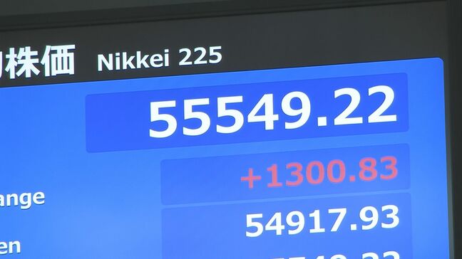 【速報】日経平均株価 一時1300円超の上昇 節目の5万5000円台を回復 原油価格上昇への警戒感やや和らぎ|TBS NEWS DIG