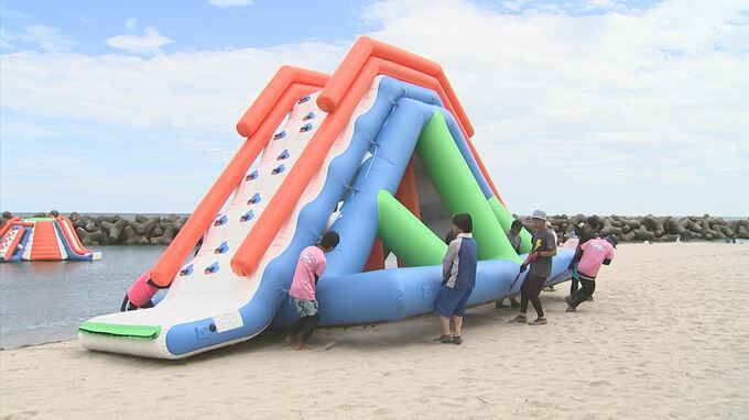【台風６号】おととしにはほぼ全壊…今年は早くもアスレチック撤去「波が高く、うねりが残ることもあって１０日まで中止」　|　BSSニュース | BSS山陰放送