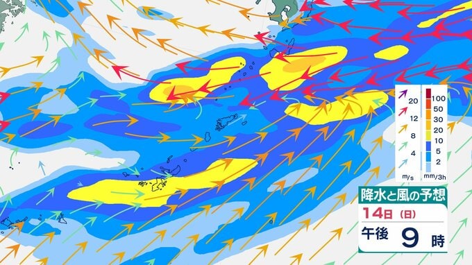 沖縄本島地方・先島諸島　“警報級”大雨のおそれ　14日は1時間に最大40mm降雨か　梅雨前線の影響【雨風のシミュレーション】|TBS NEWS DIG