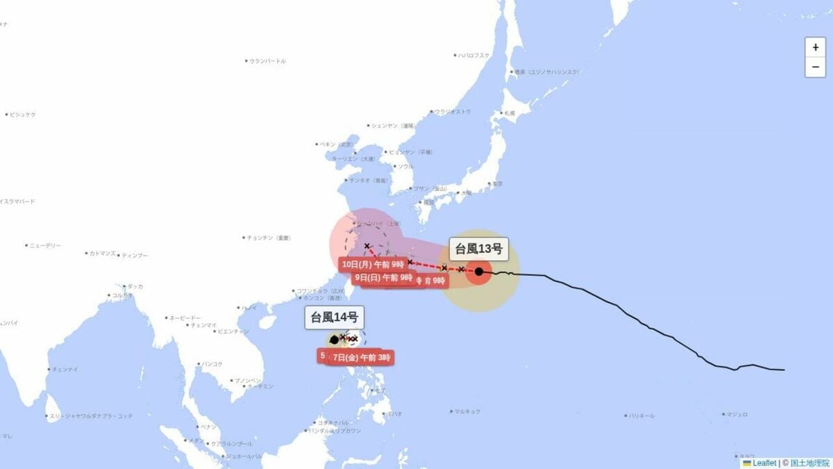 猛烈なしけ・風に…大型で非常に強い台風13号　あす6日以降、南西諸島へ　高波・暴風に厳重警戒　鹿児島