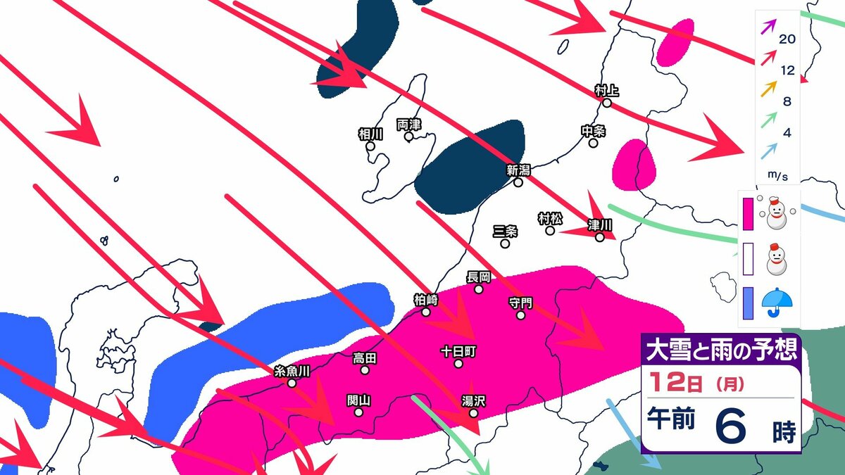 サムネイル_【 新潟の雪は？ 】8日は落雷や竜巻などの激しい突風、ひょうに注意　 12日頃はかなりの大雪か【12日までの雪と風のシミュレーション・7日午後8時更新】