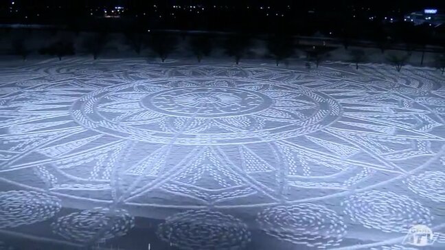 2年ぶりに開幕の「冬の田んぼアート」雪の陰影が生み出すスノーアートは縦90ｍ・横140ｍの過去最大級　青森県田舎館村|TBS NEWS DIG