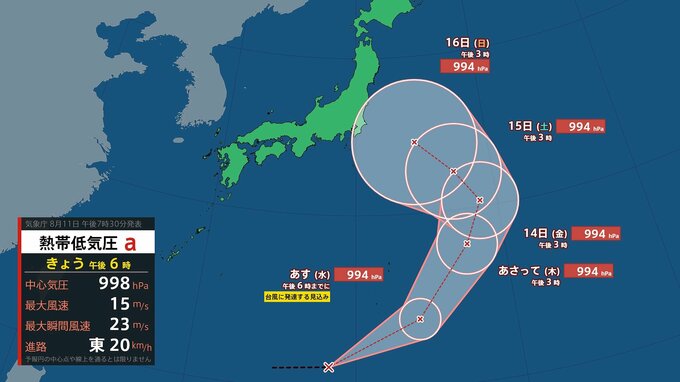 【台風のたまご】新たな熱帯低気圧が発生→12日にも台風へ　台風15号に続き関東に上陸か？　予想進路・雨と風のシミュレーションを見る（気象庁）|TBS NEWS DIG