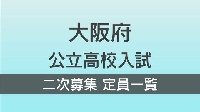 【二次募集】大阪府公立高校入試2023　二次募集の学校と定員一覧を掲載　合格発表は３月２７日|TBS NEWS DIG