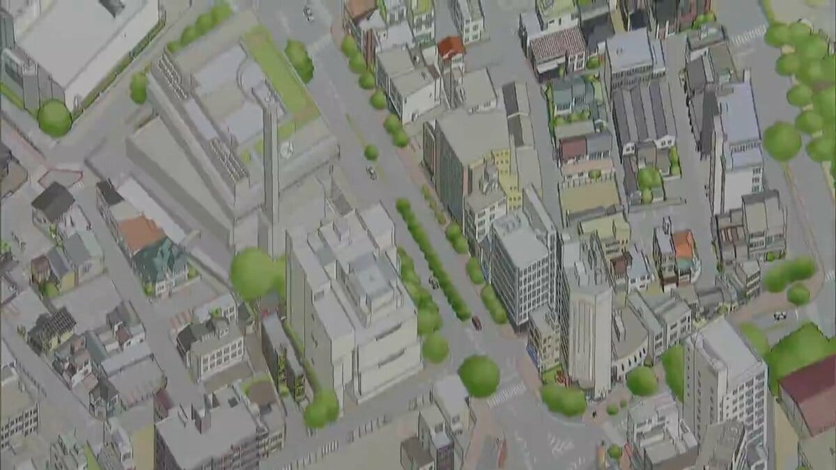 岡山神社周辺の現在の様子を鳥の視点で描いた現代版「鳥瞰図」が完成　神社に奉納【岡山】