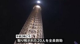 【速報】緊急停止中の東京スカイツリーエレベーターから全員救助　一時、地上30メートル付近で子ども含む20人が取り残される けが人・体調不良者なし|TBS NEWS DIG