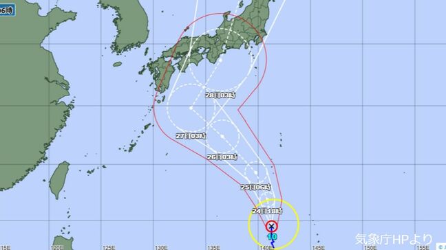 【台風情報】台風10号進路予想　九州の東海上から本州の南へ　27日～28日ごろにかけて西日本～東日本直撃おそれ　950ヘクトパスカル・最大瞬間風速60m予想|TBS NEWS DIG