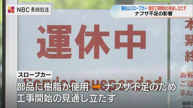 「ナフサ不足で材料が調達できない」稲佐山スロープカーの復旧工事見通し立たず【長崎】|TBS NEWS DIG