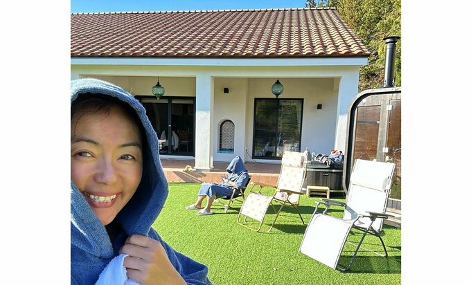 田中律子さん　「バレルサウナの横に、水風呂設置」　ＳＮＳに綴る　「山の家を満喫しましたー」|TBS NEWS DIG