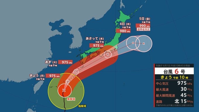 【台風情報】６号（チャンミー）強い勢力で沖縄地方・奄美地方に接近…３日にかけて暴風域を伴い西日本～東日本に接近するおそれ　最新の進路・雨と風のシミュレーションを見る（全国）|TBS NEWS DIG