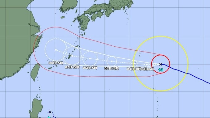 【台風情報】今どこに？ 大型で非常に強い台風13号(ドルフィン)　沖縄への影響はどうなる？ 小笠原諸島→沖縄方面へ　最大瞬間風速60m/s予想　勢力、進路予想を詳しく　今後の全国の天気を画像で　気象庁　|　山形のニュース│TUYテレビユー山形