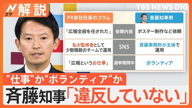 「違反するようなことない」斎藤知事“疑惑”を説明、“仕事”か“ボランティア”か？ 法的に問題は？【Nスタ解説】|TBS NEWS DIG