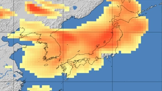 【黄砂情報】21日から北日本から西日本の広い範囲で予想　濃度が濃い赤い部分も本州に　気象庁の「黄砂情報」シミュレーション　|　山梨のニュース | ＵＴＹテレビ山梨