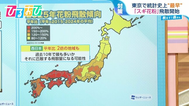 「花粉」今年は“早い”“多い”！？東京で統計史上“最早”「スギ花粉」飛散開始【ひるおび】|TBS NEWS DIG