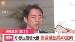 【速報】小泉元環境大臣 総裁選出馬の意向 周辺議員に伝える| TBS CROSS DIG with Bloomberg