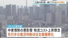 日銀3月短観　企業の景況感4期プラスも先行き悪化　日銀「中東情勢悪化の影響が完全に織り込まれているとは言えない」今後どこまで影響するかが焦点|TBS NEWS DIG